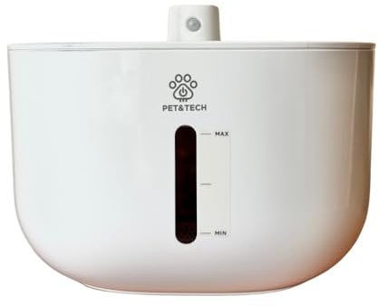 PET&TECH Fuente de Agua para Gatos y Perros, 3L, Sensor de Movimiento, Batería Recargable 3600 mAh, Silenciosa 25–30 dB, 5 Filtros, 4 Modos de Flujo, Cuenco Acero Inoxidable