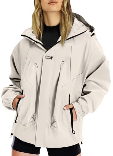 MJGkhiy Veste imperméable pour femme, coupe-vent légère, veste de pluie de sport, à capuche, fille, veste de pluie, imperméable à l'eau, en plein air, randonnée, veste