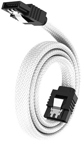 Thin SATA 3.0 6GB/s Computer Cable 50cm Nylon Mesh Secure Lock Clip and Drive Sataiii Connector Cable for Motherboard