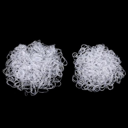 LIQWEI 1000 Pcs Mini Hair Rubber Bands, Clear Hairs Elastic Bands Soft Elastic Band Ponytail Elastics, Tiny Hair Ties for Braids, Wedding Hairstyles and More