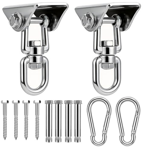 FuYelng Deckenhaken Schwerlast Edelstahl Set, 450 kg Kapazität Deckenhaken Hängesessel 360° Drehbarer Boxsack Halterung Deckenhalterung, für Innen und Außenbereich Sling Trainer Schaukel Yogatuch