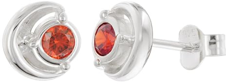 trendor Damen Ohrringe 925 Silber Ohrstecker Zirkonia Rot 21422-07