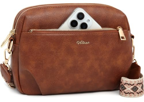 HILAEX Umhängetasche Damen Mittelgroß mit Anti Diebstahl & RFID-Blockierung | PU Leder Handtasche Damen, mit Verstellbar Abnehmbar Breiter Gurt