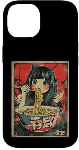 Kawaii Anime Girl Eating Ramen Noodles Vintage Japanese Case for iPhone 14