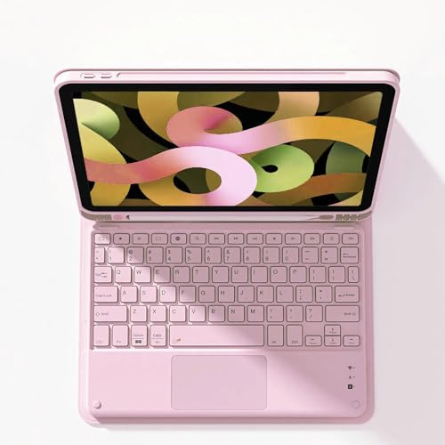JZCZMCE Funda Teclado de Español (Incluye Ñ) para Samsung Galaxy Tab A8 de 10,5 Pulgadas 2022 (SM-X200/X205/X207), Teclado Inalámbrico Bluetooth Desmontable por Imán,Rosado