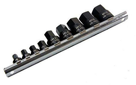 US PRO 9PC 1/4 3/8'' DR STUBBY IMPACT HEX BIT SOCKETS B1434