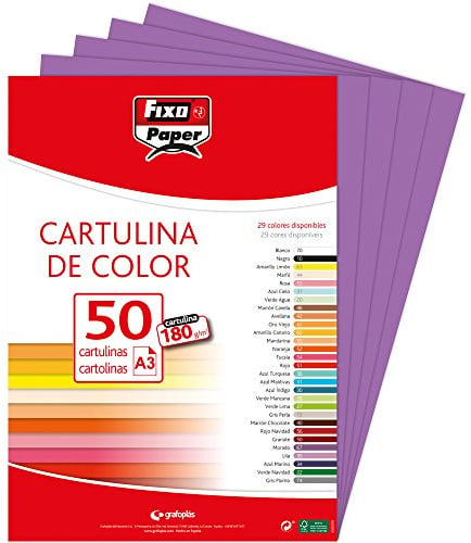 Fixo Paper 11120367 – Confezione di cartoncini A3 – 50 pezzi, colore: viola, 180 g