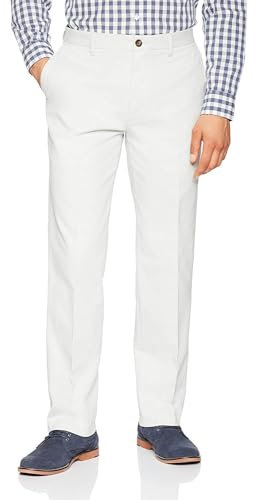 Amazon Essentials Pantalon Chino Infroissable Sans Pinces Coupe Classique (Grandes Tailles Disponibles) Homme, Gris Clair, 38W / 32L