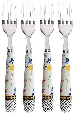 Maxwell & Williams HV0067 Teas & C's Cake Forks/Dessert Forks with Contessa Design, Porcelain, White, 16 cm, Set of 4