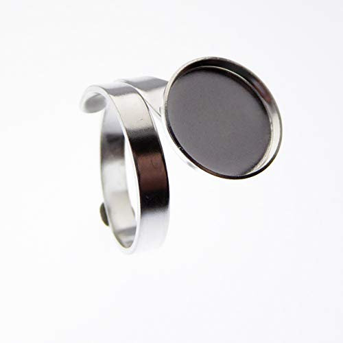 XieXie 2 Stück 925 Sterling Silber Ring Rohling mit 12mm Fassung für Cabochons zur Schmuckherstellung