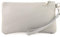 modamoda de T193 Damen Leder Clutch Handgelenktasche Kosmetiktasche Klein handmade in Italy, Farbe:Hellgrau
