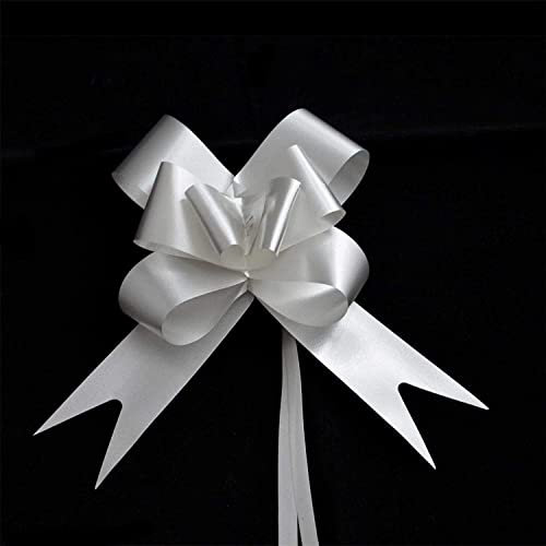 20pcs Silver 30mm/3cm Large Ribbon Pull Bows for Party Wall, Gift Wraps, Christmas Trees, Wedding, Birthday Hampers Decoration Florist Pullbows
