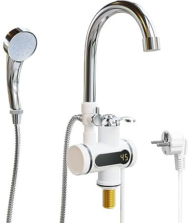 LANMOU Miscelatore Cucina con Flessibile Doccetta Prolunga Monocomando Rubinetto da Cucina Girevole a 360° 2 Funzioni Lavello Cucina Miscelatori, 3 Secondi Rubinetto Calda Istantaneo 3000W