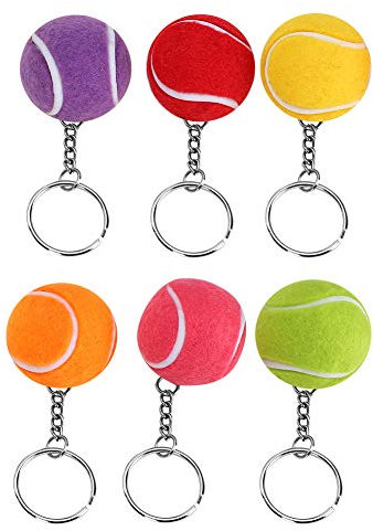 Cikonielf 6er Tennisball Schlüsselbund - Kreatives Spielen & Mode Hängende Dekoration für Schlüssel, Basteln DIY - Gelb, Orange, Grün, Rot, Pink, Lila