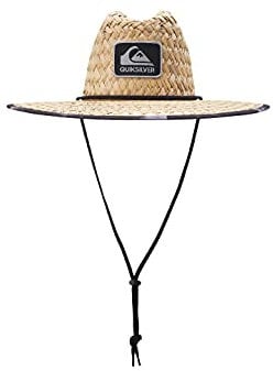 Quiksilver Men's Outsider Lifeguard Wide Brim Beach Sun Straw Hat, Black/Camo, S/M