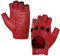Harssidanzar Damen Lammfell Leder Fingerlose Handschuhe Ungefüttert Half Finger Driving GL012,Rot, Größe XL