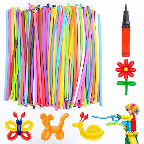 Herefun 200 Pezzi Palloncini Modellabili, Magici Palloncini Lattice con Pompa, Palloncini per Sculture per Fare Animali Decorazione per Matrimoni Feste Compleano Festa Nuziale (Colore casuale)