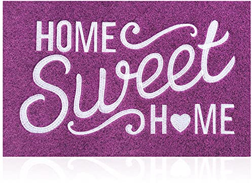 AAZZKANG Purple Door Mat Non Slip Rubber Doormat Easy to Clean Home Sweet Home Welcome Entrance Mats