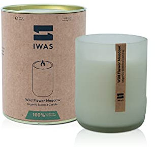IWAS Organic Scented Candle | Wild Flower Meadow | 100% Upcycled Glass Container | 18-20 Hrs Burning Time