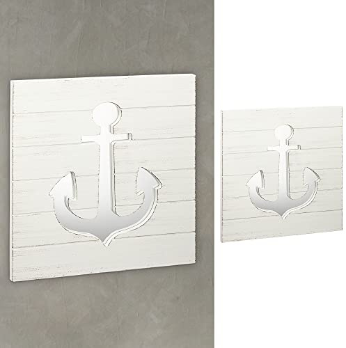 Cepewa Dekospiegel Anker maritim│ 39x39cm Spiegel Holz │ Schiffsanker Schiffszubehör Ankerplatz