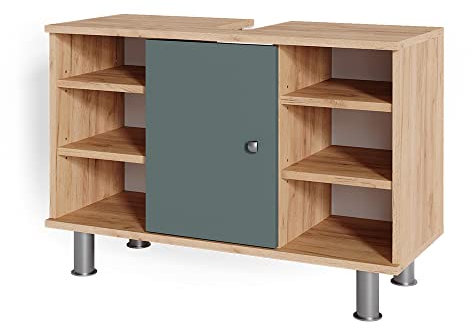 Vicco Meuble sous Vasque Simple Fynn, Vert/Chêne de Force doré, 80 x 54 cm