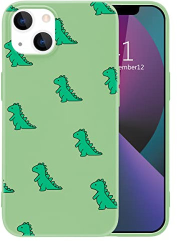 MAYCARI Dinosaur Case for iPhone 11, Cute Cartoon Dinosaur Full Protective Liquid Silicone Soft TPU Rubber Protective Phone Cover with Soft Microfiber Lining for iPhone 11(Men&Women)