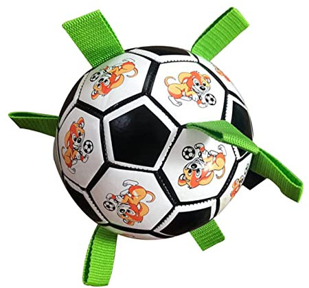 Hunde-Fußball mit Gurten | Jolly Fußball für Hunde – Hundespielzeug Fußball mit, Welpen-Geburtstagsgeschenke, geeignet für Indoor, Gras, Schwimmbad, Schnee Nanyaciv