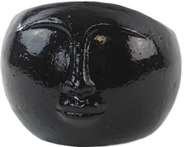 mitienda mit Liebe gemacht Blumentopf aus Ton Gesicht L schwarz aus Mexiko Pflanztopf Gartendeko Indoor & Outdoor