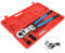 Presszange Rohrpresszange 15-18-22-28 mm Crimpzange Kupferrohr V-Kontur Set Profi Presswerkzeug HPZ mit 360° drehbarem Kopf Edelstahlrohr Edelstahlrohr Backeneinsätze