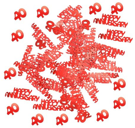 40th Ruby Wedding Anniversary Decorations - Table Confetti for Party and Wedding Decoration (Red)