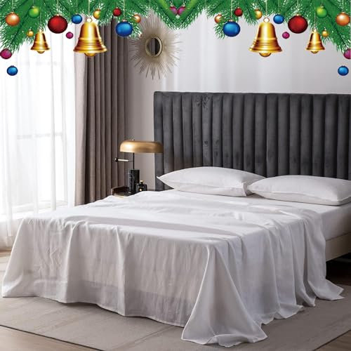 CHUFFED Lenzuolo in 100% lino, lavabile, traspirante, per case coloniche, con finitura morbida, solo 1 letto (275 cm x 275 cm, bianco)