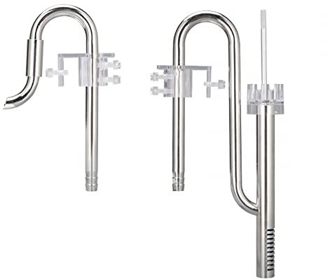 DONGKER Aquarium-Rohroberflächen-Skimmer,Aquarium Lily Skimmer Zufluss und Lily Abfluss,Edelstahl Tanks Inflow and Drain Rohre für 12/16 mm Aquarium Filtern Tubing