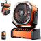 Camping LED Fan with Light, 20000mAh Rechargeable Battery Powered Outdoor Tent Fan with Light and Hook, 4 Speed, Personal USB Desk Fan for Camping, Fishing, Power Outage,Hurricane, Worksite