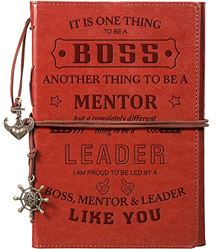 Jeere Nachfüllbares Leder-Tagebuch für Führungskräfte, 200 Seiten, graviertes Notizbuch, Anführer, Wertschätzungsgeschenke für Mentor, Dankeschön, Geschenk für Kollegen, Führungskräfte, Damen, Herren