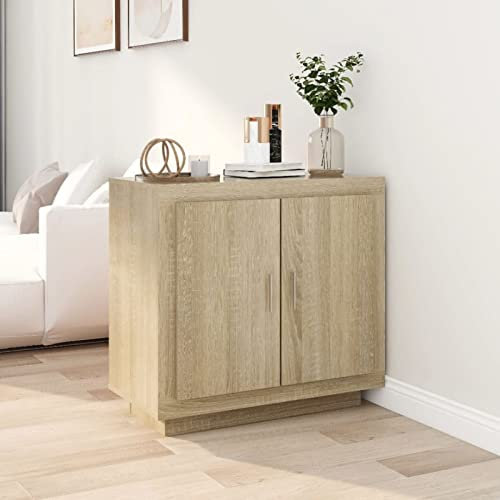 Susany Sideboard Side Cabinet Storage Cupboard with 2 Shelves and 2 Doors Buffet Table Storage Cabinet for Living Room Hallway Kitchen Sonoma Oak 80x40x75 cm Engineered Wood
