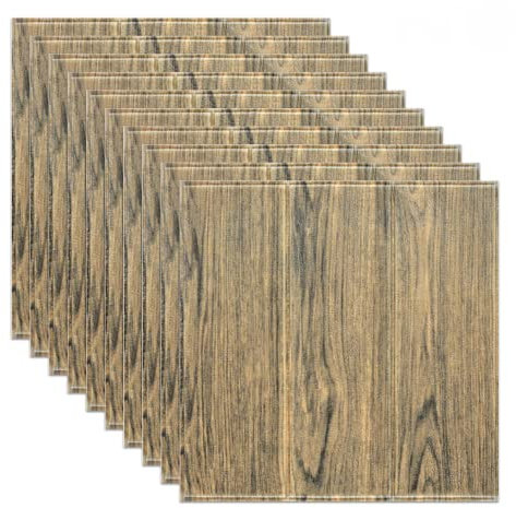 DAZZLEEX 10PCS 3D Autoadesivo Piastrelle Pietra Mattone Adesivo Parete Pannelli Schiuma Morbida 350 * 350mm Giallo Venatura del Legno