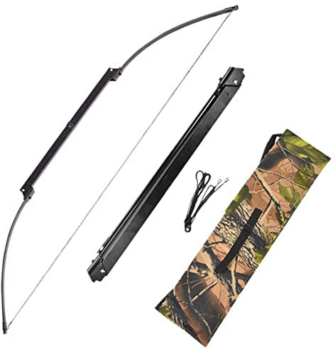 Tragbarer Faltbarer Bogenschießen Bogen Gerader Bogen Metall Jagdbogen 61 Zoll Recurve Bogen Set 40lbs Bogenschießen Bogen Faltbar für das Jagd Schießtraining im Freien (Type1)