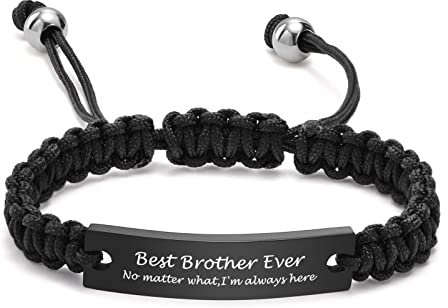 FLHEART Personalised Bracelet for Men : Handmade Braided Engraved Name ID Wristband Gift for him,Boyfriend,Husband,Dad, Customised Gift for Christmas, Birthday, Valentine's Day, Anniversary