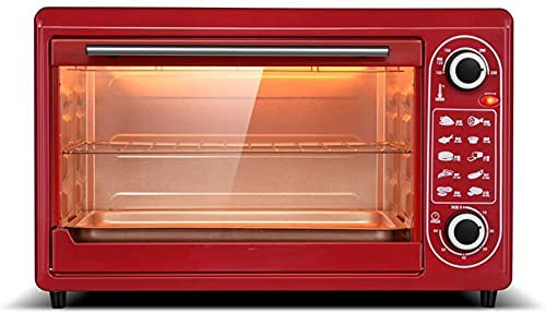 48L Oven Electric Cooker And Grill， Home Baking Small Oven Timer Double Glass Door Top And Bottom Convection Countertop Toaster Oven Useful