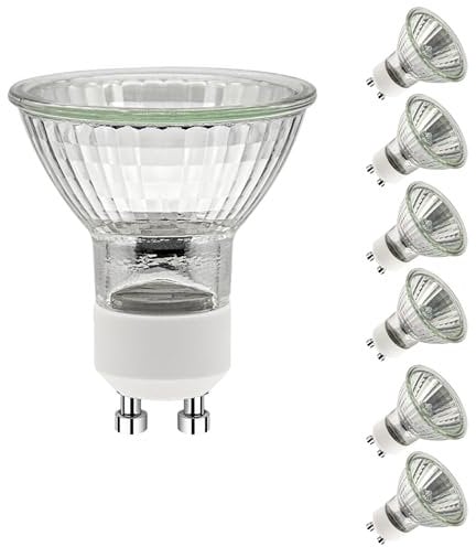 Jaenmsa GU10 50W Glühlampen, Halogen Leuchtmittel GU10 Dimmbar, Halogenlampen GU10 2700K Warmweiß, 230V Halogen 50W Glühbirne, Halogen Reflektor 50x53mm, Halogen Spot Deckenglühbirnen 500LM,6er Pack
