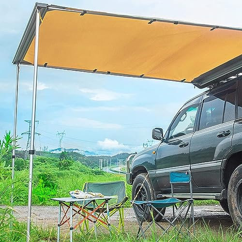 CRUSIO Tienda Techo Coche, Toldo Retráctil, Toldo Impermeable para Techo, Tienda de Campaña para Coche/SUV/Jeep/camión/Furgoneta (Color : Yellow, Size : 200x300cm)
