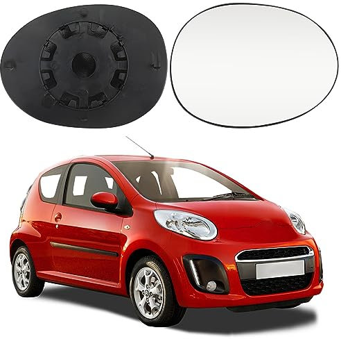 Spiegelglas Heizbar Rechts Kompatibel mit Citroen C1 / Peugeot 107 / Toyota Aygo (2005-2014) Spiegelglas Außenspiegel Glas