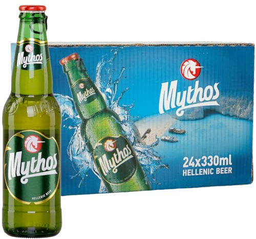 Mythos Bier 24x 0,33l Kiste | Bier aus Griechenland | +20ml Jassas Olivenöl | EINWEG Pfand