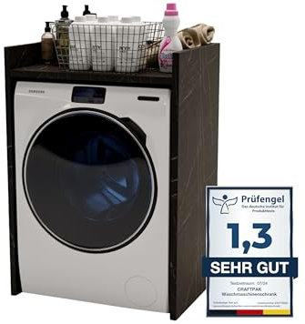 CraftPAK Waschmaschinenschrank geeignet für Waschmaschine & Wäschetrockner, Waschmaschinenschrank Überbauschrank, Badezimmermöbel Größe 66x97x48 cm Farbe Marmur