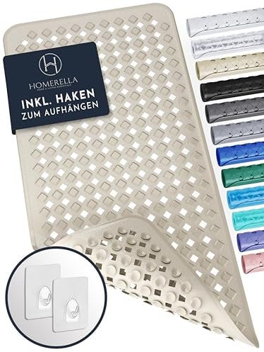 Homerella Alfombra de baño Antideslizante y Delicada con la Piel, 88x39cm, Incl. Ganchos | Esterilla de Tina sin BPA | Estera Resistente al Moho y Lavable a máquina | Alfombrilla de baño