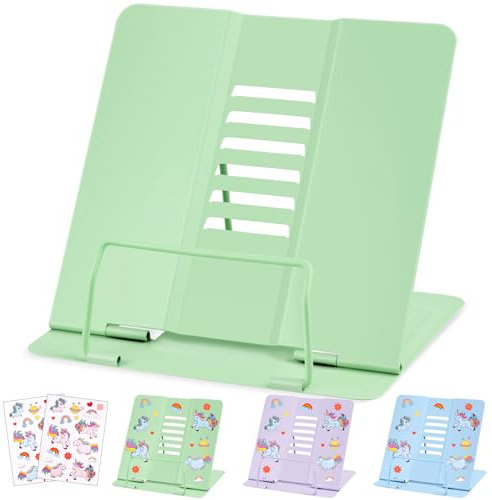 Support de Lecture, Porte-Livre Chevalet en Métal, Portable réglable Support Livre en métal, pour Livres Recette Manuel Portable Porte-Copie Chevalet Pupitre Stand,Vert
