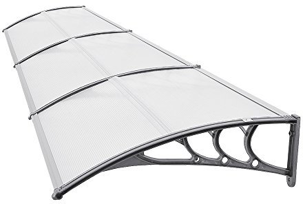 Door Canopy, Waterproof Front Door Canopy, Garden Canopies, Rain Awning Suitable for Door Porch, Outdoor, Roof, Patio (L300xW100xH23cm, Grey)
