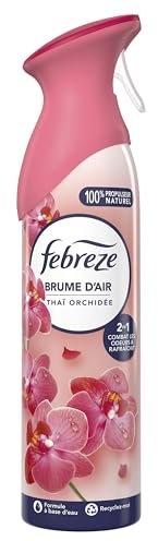 Febreze Spray Désodorisant Thaï Orchidée 185 ML, 2 En 1 Combat Les Odeurs Et Rafraîchit