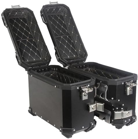 Aluminium Motorrad Seitenkoffer Motorradkoffer, 38L Motorrad-Hartseiten-Satteltaschenbox, Heckkoffer Aufbewahrungskoffer Mit Sicherheitsschloss (Color : Schwarz)