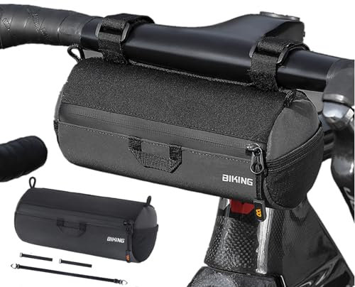 MOMOTOU Lenkertasche Fahrrad 1L Reflektierende Fahrradtasche Lenker Fahrradtasche vorne Lenker Hang Front Licht mit abnehmbarem Schultergurt für Rennrad MTB (Schwarz)